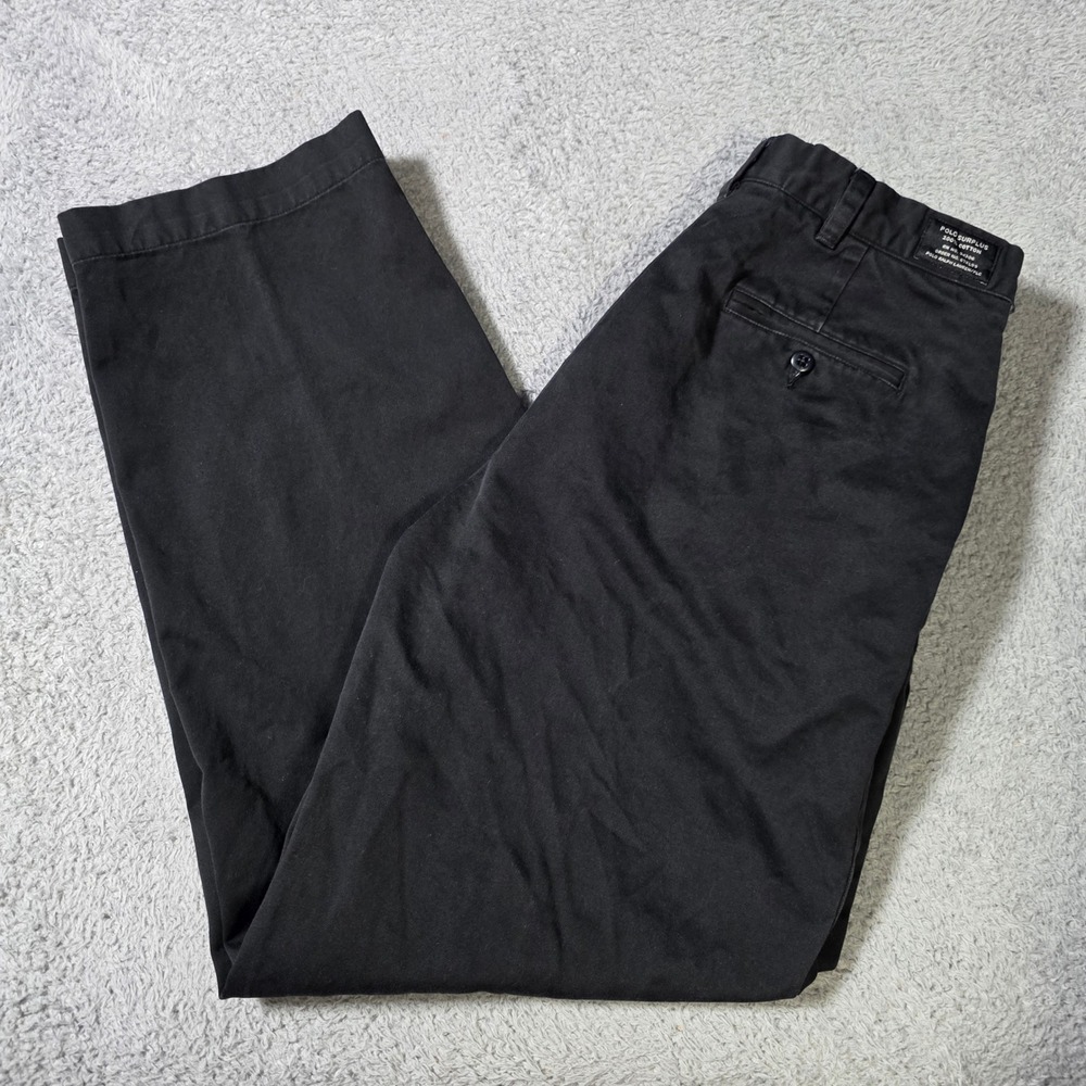 Polo Sport Womens 33x30 Surplus Chino Pants Black Button Fly Cotton Trousers